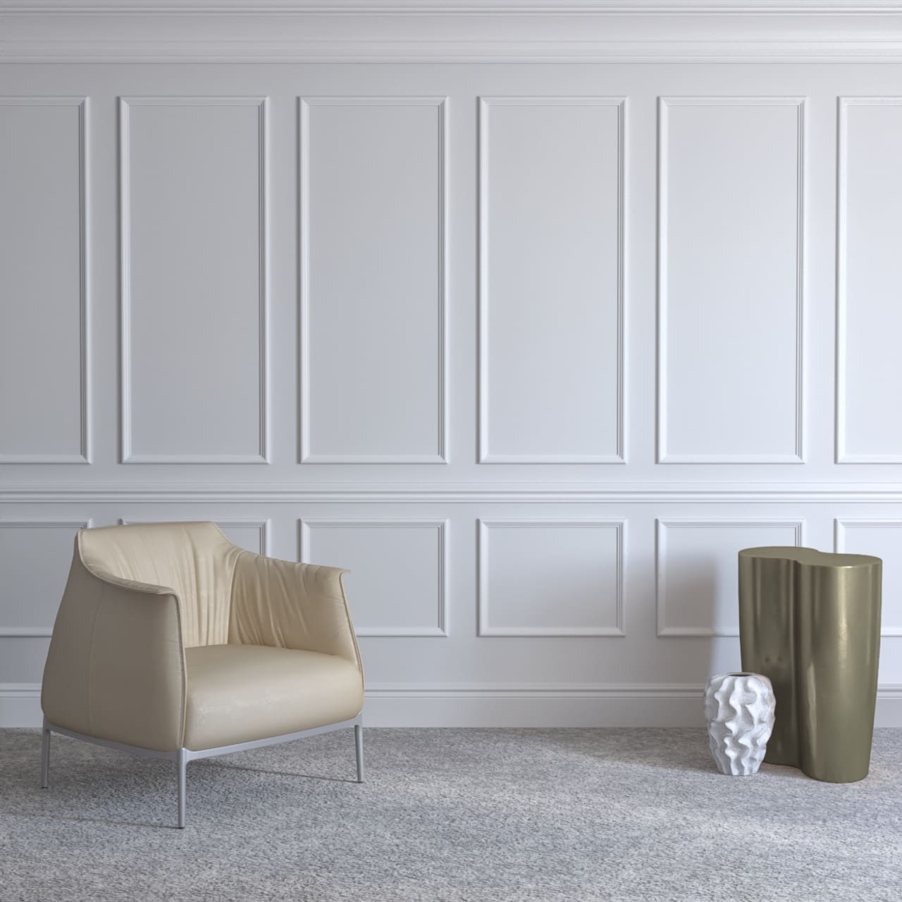 Decorative wall panelling in a hallway